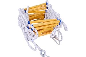 MKMJ Rope Ladder,49.2FT Fire Escape 3 Story,Flame Retardant Safety Rope with Hooks, Emergency Ladder Deploys Quickly,is Portable and Reusable, Fire Escape Ladder Tested to 2000lbs.