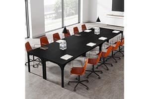 TRGGIVS 13FT Conference Table, Super Sturdy Large Rectangle Meeting Seminar Table for 16 Person, Long Business Tables, 4 Pcs Black