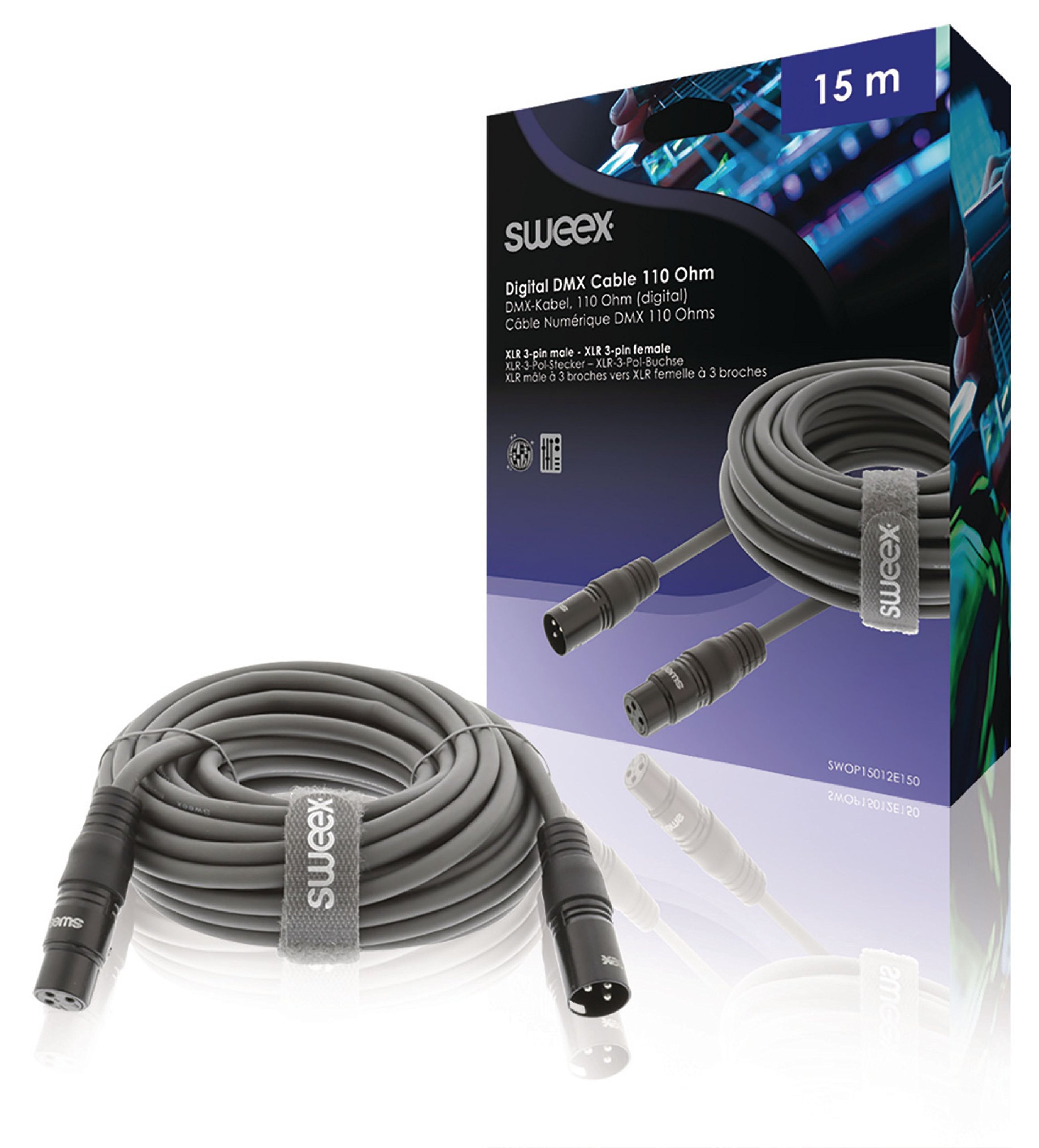 Sweex XLR Digital Cable XLR 3-Pin Male - XLR 3-Pin Female 15.0 m Dark Grey [SWOP15012E150]