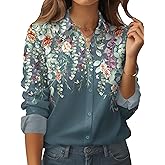 Zeagoo Womens Button Down Shirt Long Sleeve Blouse Business Work Tops Dressy Casual Floral Printed Outfits with Pocket