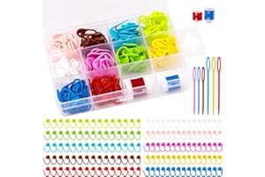 Nitlak 159Pcs Knitting Markers Stitch Locking Clips, Crochet Pins Crochet Markers, Stitch Markers for Crocheting, Stitch Marker Crochet Clips Locking Clips Counter with Plastic Big Eye Sewing Needles