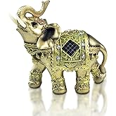 Lucky Wealth Elephant Statue Resin Feng Shui Elephant Elephant with Trunk Raised Collectible Figurine Statue Good Luck Elephant Collectible Elephant Gifts for Women (Green)