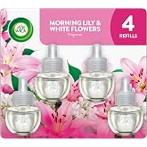 Air Wick Plug In Air Freshener Refills, Morning Lily &amp; White Flowers, 4ct | Air Wick scented oil refill; for plug in air fresheners for home, bathroom, bedroom, office; infused with essential oils, 4ct