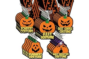 Renbuzhu 25PCS Halloween Costume Contest Pumpkin Felt Medals, Best Costume Awards Prizes Trophy Gifts Party Supplies