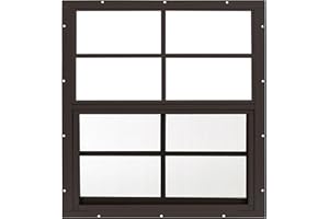 APPLE OUTDOOR SUPPLY Shed Windows 24x27 (1-Pack) | Sliding Windows with Tempered Glass & Screens | Flush Mount, Brown Aluminum Frames for Sheds, Chicken Coops & Playhouses