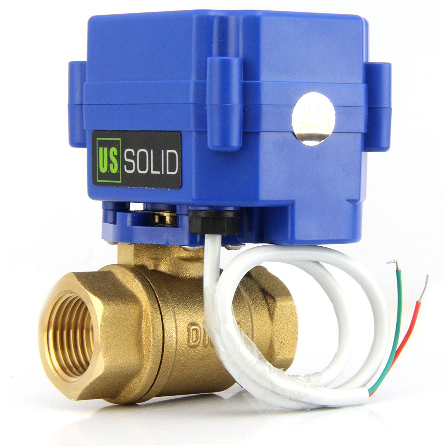 U.S. Solid Motorized Ball Valve Normally Open- 1" Brass Electrical Ball Valve DN25 with Standard Port, 9-24V AC/DC and 2 Wire Auto Return Setup