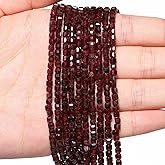 Songxi 115PCS 3×3mm Red Garnet Natural Stone Beads for Jewelry Making, Gemstone Beads Faceted Cube Square Loose, DIY, Arts and Crafts, Bracelet Necklace Decoration