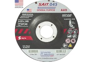 United Abrasives-SAIT 22021 A60S General Purpose Cut-Off Wheels (Type 27/Type 42 Depressed Center) 4 1/2" x .045" x 7/8", 50-Pack
