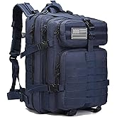 ONE WVW PIN Tactical Backpack for Men, 45L Military Gym Backpacks, Large 3-Day Assault Pack Bug Out Bag MOLLE Daypack for Rucking Fishing Camping (Blue Dark)