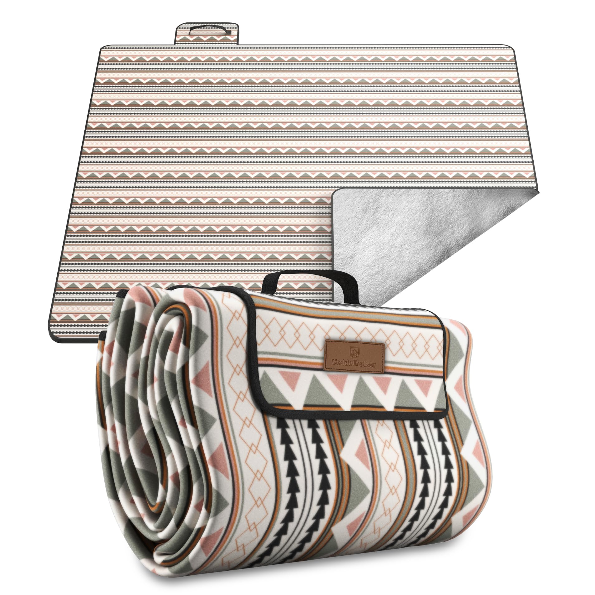 Veddelholzer 200 x 200 cm Boho Picnic Blanket Waterproof Sandproof Beach Blanket XXL Insulated & Padded Ideal for Outdoor, Camping, Beach, Park, Festival & Picnic Easy Foldable & Washable