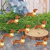 Impress Life Pet Theme Christmas Decorative String Lights, 10ft 30 LED Dachshund Dog Twinkle Lights, USB Battery Operated with Remote for Indoor Covered Outdoor Christmas Parties Ornament