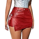 Avanova Women Faux Leather Slit Split Mini Skort High Rise Bodycon Short Skirt