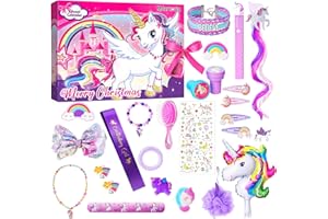 MJARTORIA Advent Calendar 2023 for Girls 24-Day Christmas Countdown Calendar Gifts, Christmas Gift Box Calendar for Children Toddlers Including Hair Clips, Stickers