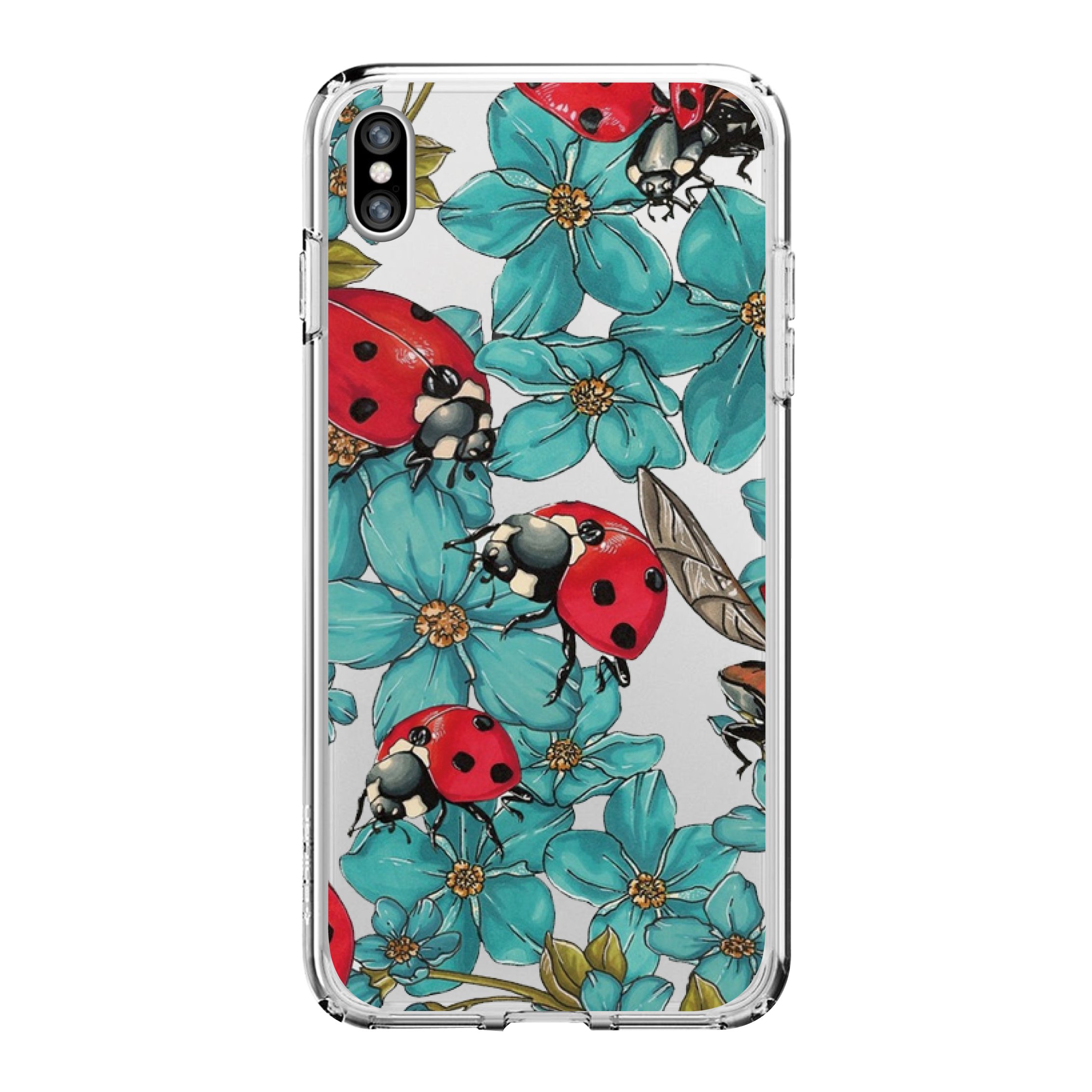 Compatible with iPhone X/iPhone Xs-Lady Bug Style Transparent Soft TPU Protective Clear iPhone X Case/iPhone Xs Case by FancyCase