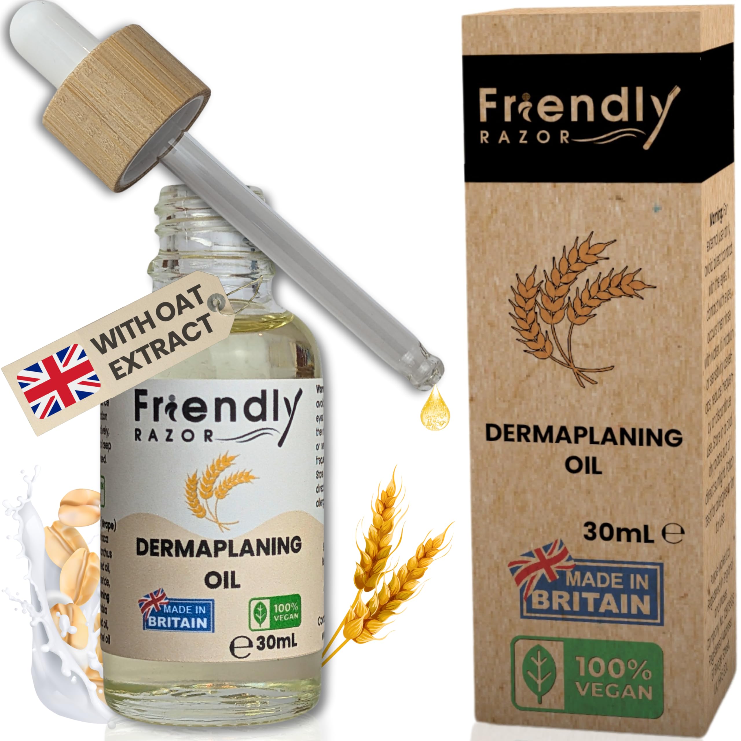 Dermaplaning Oil with Oatmeal, Primrose, Jojoba & Grapeseed Extracts | Pre & Post Shave Face Oil | Facial Oil for Women | Shave Oil for Smooth Skin | 30ml Bottle