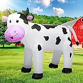 6FT Inflatable Cow Outdoor Decoration,Built-in LED Lights Indoor Outdoor Yard Lawn Ranch Blow Up Cute Animal Milk Cow,Christmas Holiday Display Spring Decorations for Garden Farm Themed Party