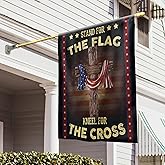 FLAGWIX Christian Patriot American Flags - 4th of July Decorations Outdoor, Stand For The Flag, Kneel For The Cross, House Flag 30x40 - Double Sided, Heavy Duty Canvas Indoor Outdoor Flag
