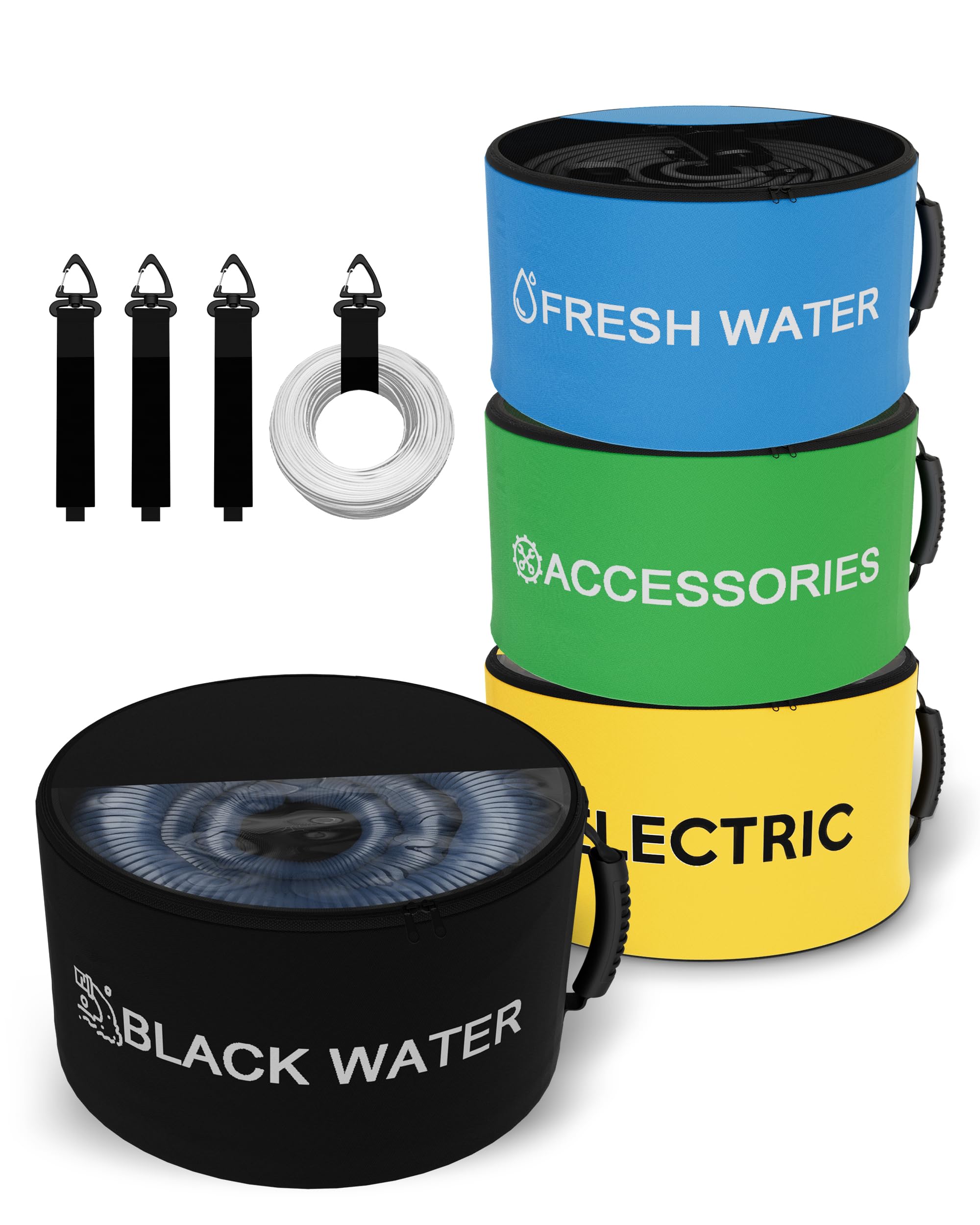 Photo 1 of RETRUE RV Hose Storage Bag, 4 Pack Waterproof RV Hose Bags with Zipper Closing, Camper and RV Accessories Bag, Fresh Water Hoses, Electrical Cords, Camper Tools Accessories
