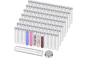 XINNUN 45 ml Plastic Test Candy Tube Transparent Clear Bath Salt Tube Lid Plastic Vial for Christmas Decor DIY Liquor Beading Seed Shampoo Hot Chocolate Spice Flower Storage Scientific Project Party(200 Pcs)