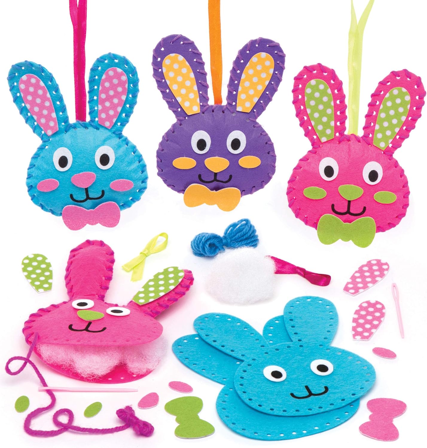 Amazon.com: Baker Ross Bunny Sewing Kits (Pack of 3) Easter Crafts for