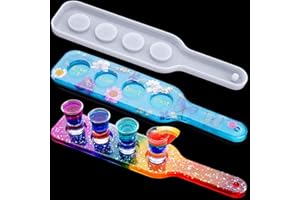 NiArt Shot Glass Serving Tray DIY Epoxy Resin Art Silicone Casting Mold, 4 Holes Board Beer Flight Paddle Holder Wine Whiskey Tasting Sampler Hanger Agate Home Decor Gift Crafts Party Clubs UV Plaster