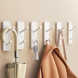 susswiff 6 Pack White Adhesive Hooks for Wall and Door 13 lb Hold