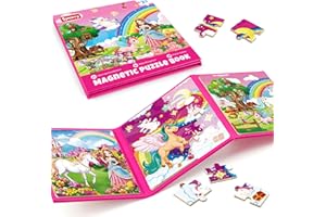 SYNARRY Unicorn Princess Fairy Magnetic Puzzles for Toddlers 3-5 Girls, 20 Pieces Travel Puzzles for Kids Ages 4-6, Car Airplane Road Trip Activities Games Toys for 3 4 5 Year Old Girls Birthday Gifts