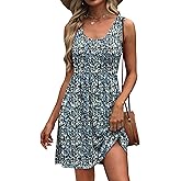 WIHOLL Women's Summer Dress 2026 A-Line Sleeveless Casual Sundress with Pockets Floral/Solid