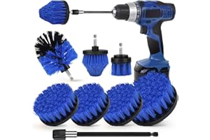 TIALERO Drill Brush Attachment Set, 7 Pack 1/4in Power Scrubber Brush + Extend Long Rod, Brush Drill Attachment, Power Cleaning Scrub Brush for Bathroom, Tub, Tile, Corner（Blue）
