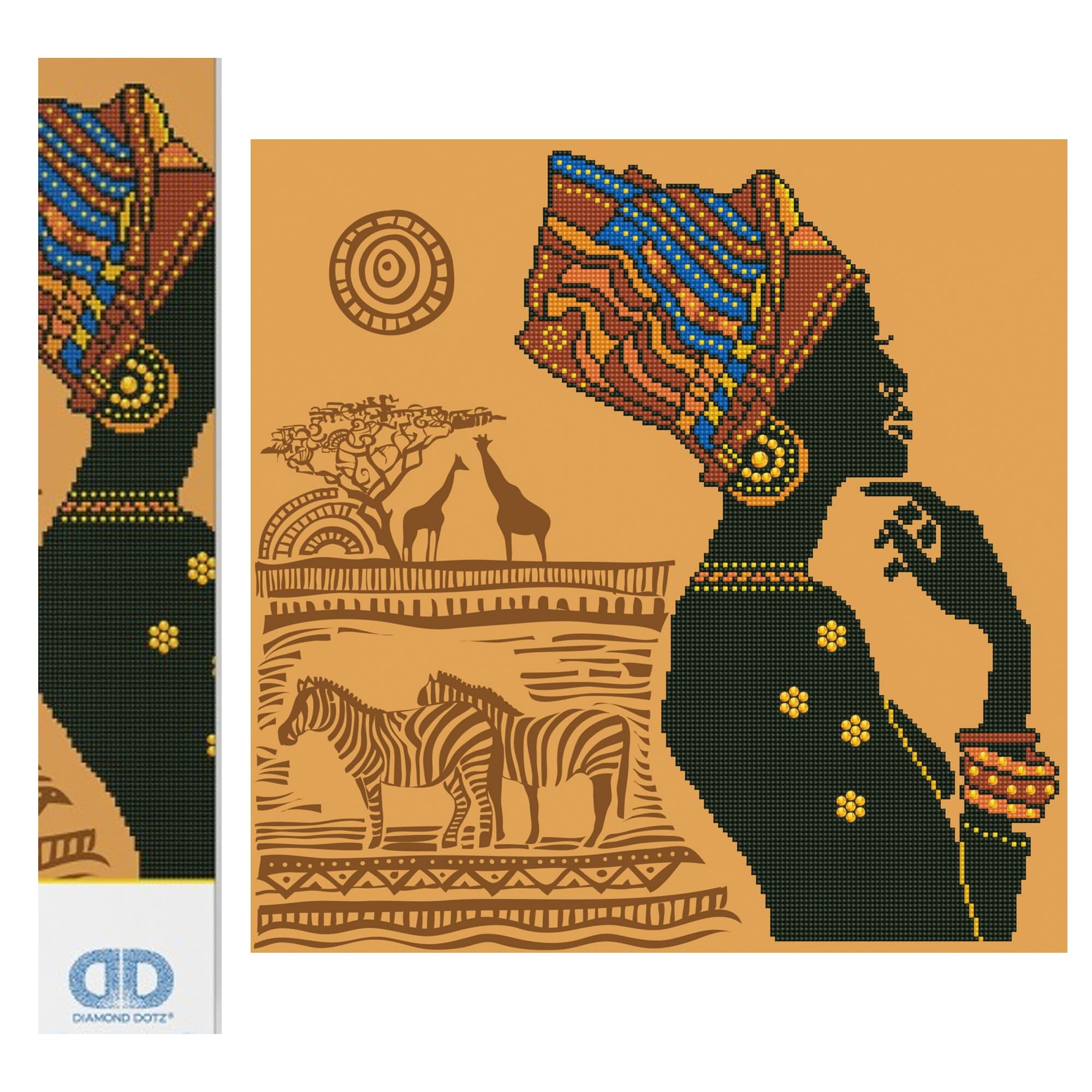 DIAMOND DOTZ Painting, Intermediate Kit, DD9, African Elegance, 49 x 49cm