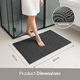 KEPLIN Non-Slip Microfibre Bath Mat 50x80cm Grey Soft Plush view 3