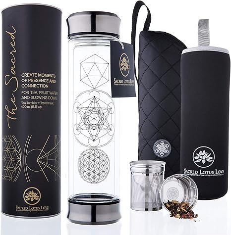 The Sacred Glass Tea Infuser Bottle + Strainer