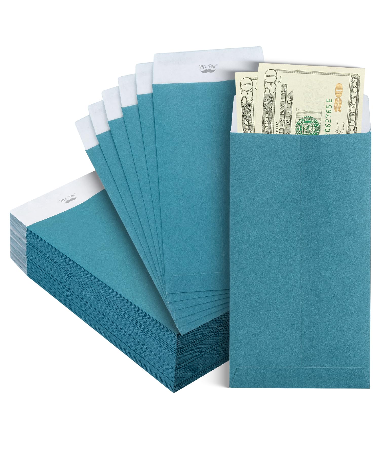 Photo 1 of Mr. Pen Money Envelopes - 100 Pcs, 6.5" x 3.5", Teal Cash Envelopes - Money Saving Challenge