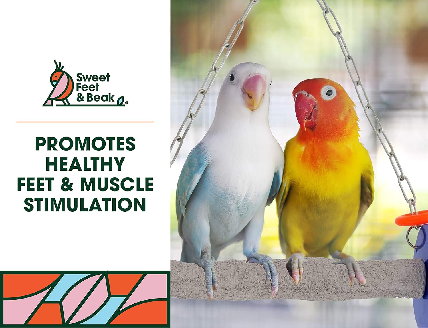 Sweet Feet and Beak Roll Swing and Perch Bird Toys - Keeps Nails and Beak in Top Condition - Handmade Pet Supplies - Safe and Non-Toxic Bird Cages Accessories - Parrot Toys (4.5" Yellow XS) : Pet Supplies