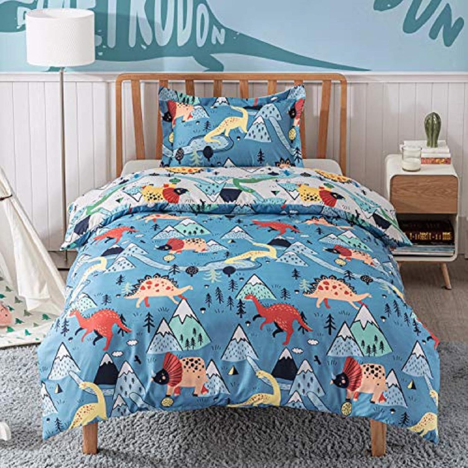Bedsure Duvet Cover Set Cot Bed Dinosaur Bedding Toddler Junior/Cot