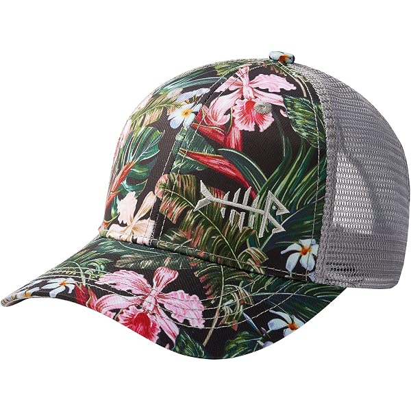 thumbnail image 2 of Floral Hawaiian Cotton Snapback Cap - Adjustable Baseball Hat With Cotton Front & Mesh Back 2 of 11