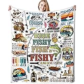 Fishing Blanket Gifts for Men Women Funny Fish Blankets Soft Cozy Flannel Throw Blanket Gifts for Fishing Enthusiasts Fisherman Boys Girls Men Women 50"x40"