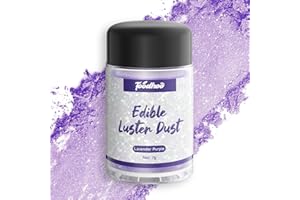 Foodhoo Lavender Purple Luster Dust Edible, Food Grade Edible Glitter Sprinkles, Edible Shimmer Dust, Tasteless Edible Glitters for Drinks, Cocktails, Cakes, 7g/bottle