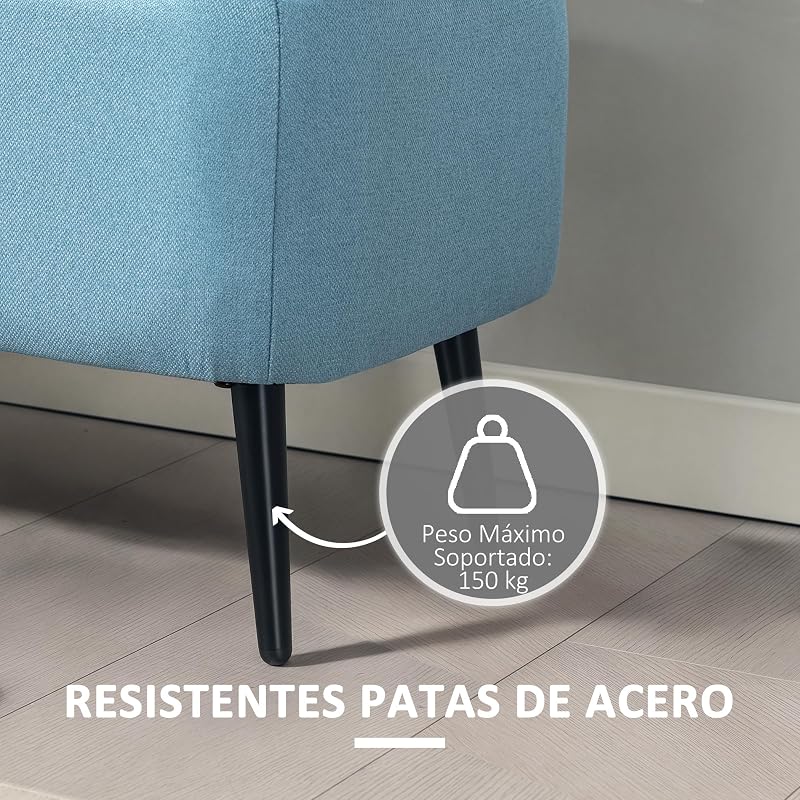 Puff Almacenaje Banco 61L con Tapa Abatible Azul Claro
