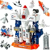 Wbzle Spaceship Rocket Toy for Kids 3-5, Space Shuttle Toys with Astronaut | Large Rocketship Toys Model Kit, Rocket Launcher Figure Playset with Lights Sounds Effect, STEM Exploration toy for Boys