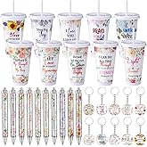 Widecook 30 Pcs Religious Gifts Bulk for Women 24 oz Easter Church Christian Cups Scripture Bible Verse Plastic Tumblers with Lid and Straws Quote Pens and Faith Keychain for Teacher Mother