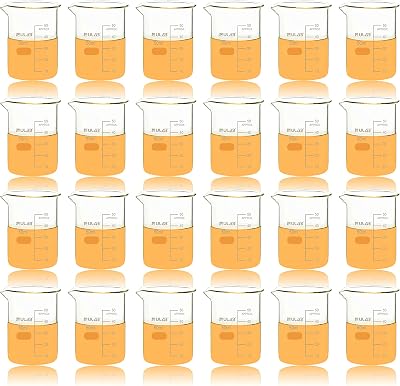 ULAB 50ml Glass Beakers Griffin Low Form 3.3 Borosilicate Pack of 24 UBG1030