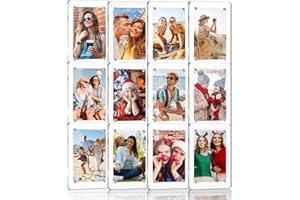 ESRICH 12 Pack-Acrylic Fridge Magnetic Frame, Mini Picture Frames, Double Sided Photo Magnet Frames for Refrigerator,Mini Clear Picture Frame, Gifts (2.36 x 3.54Inch)