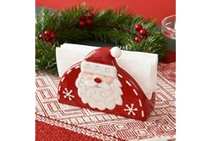 Christmas Santa Claus Napkin Holder Xmas Ceramic Tissue Dispenser Holiday Santa Paper Holder Storage Organizer Red and White 