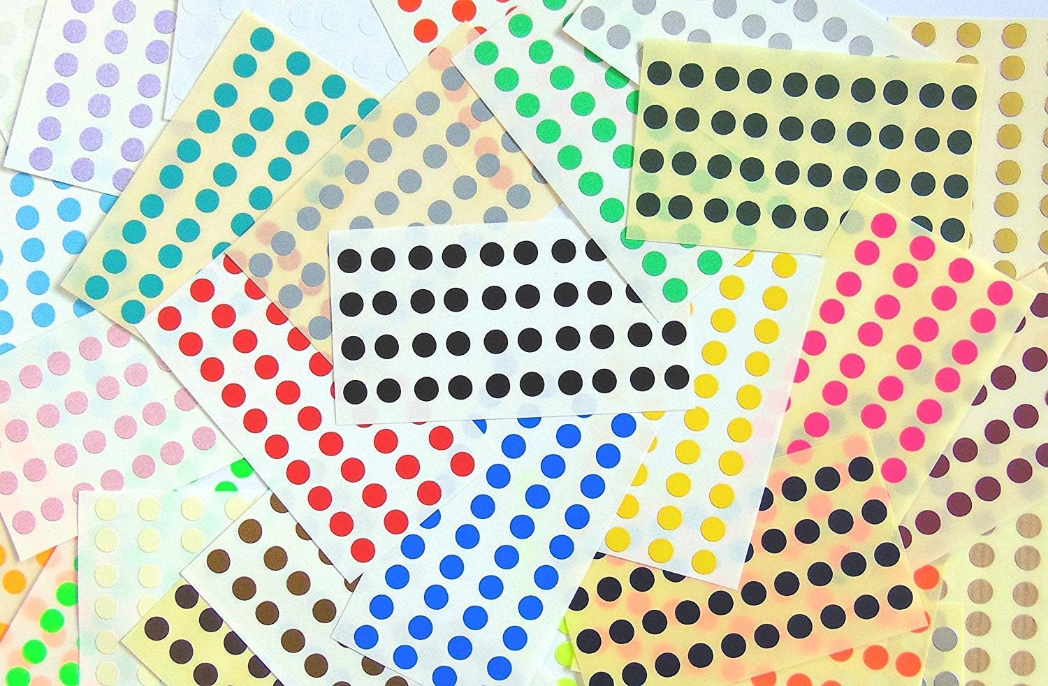 1120 Labels, 6mm Diameter Round, Mixed Colour Code Stickers, Self