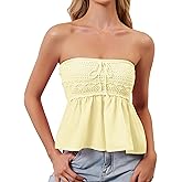 Sujama Womens Floral Print Bandeau Tube Top 2025 Summer Sleeveless Strapless Tank Cute Y2k Going Out Babydoll Peplum Tops