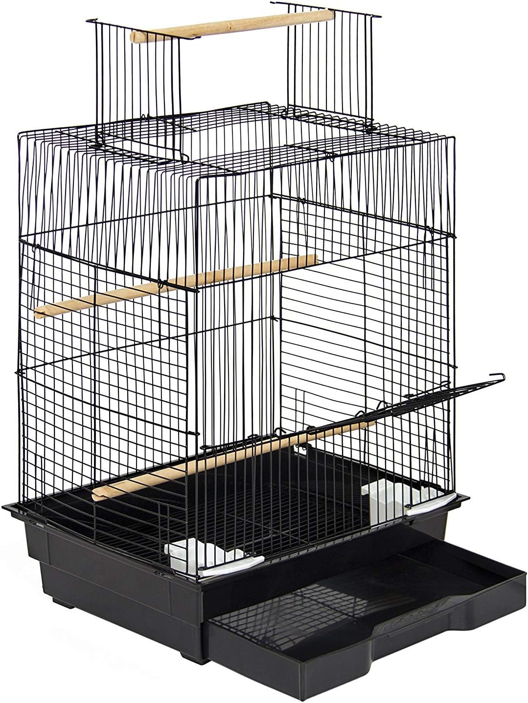 MUPATER Open Top Metal Bird Cage for Small Birds Canary Parakeet Cockatiel Budgie Small Parrot Travel Cage w/Open Top
