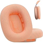 Laselan Upgraded Silicone Ear Cushions for AirPods Max Headphones 2024, Mesh Fabric Covered Ear Pads with Silicone & Memory Foam and Magnet (Orange)
