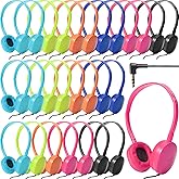 Flutesan 30 Pack Wired Headphones, Adjustable On Ear Headphones with Stereo, Earbuds for Schools, Laptop, Travel, Plane, Tablet(Mixed Colors)