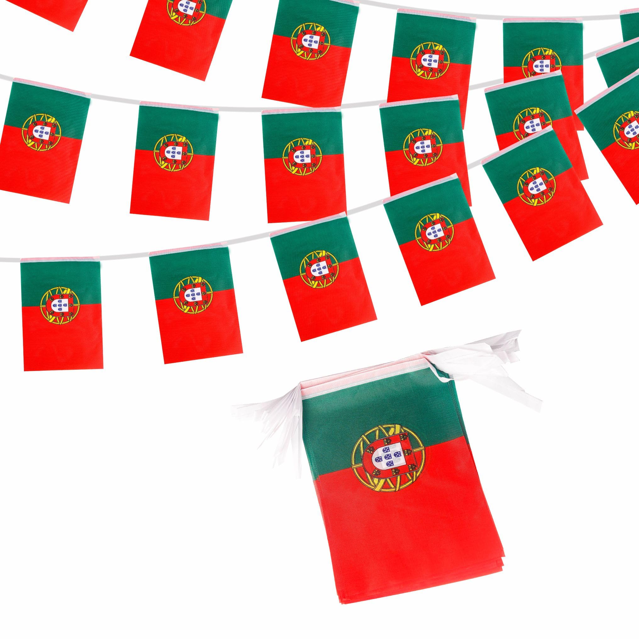 Portugal Flag Bunting for Oly Games 2024 - Portuguese Banner - 10m 30 Flags, Sports Football Events National Day Party Decorations